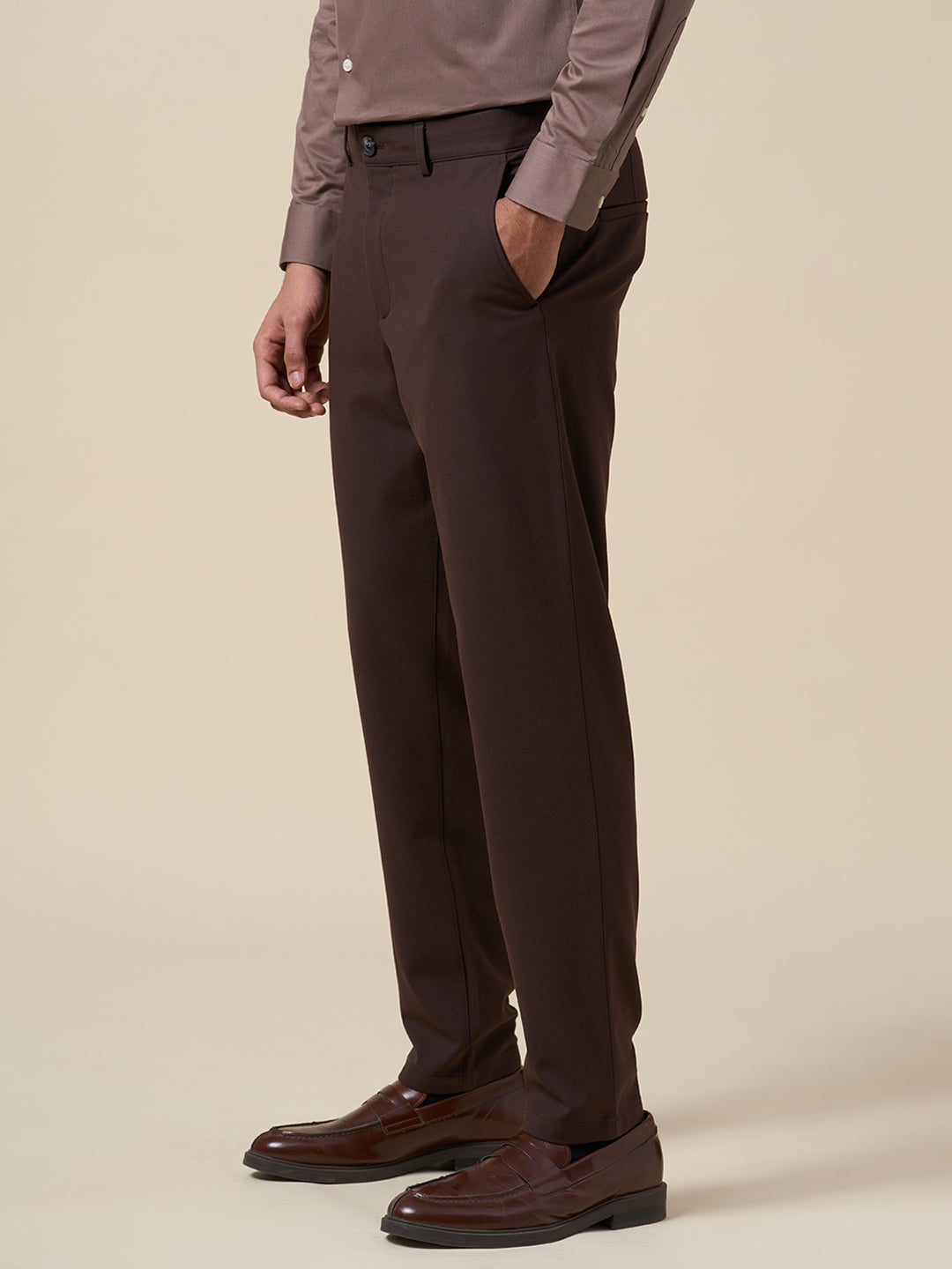 Dark Brown Flex Slim Fit Pants