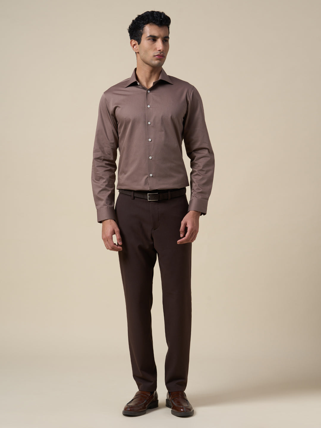 Dark Brown Flex Slim Fit Pants