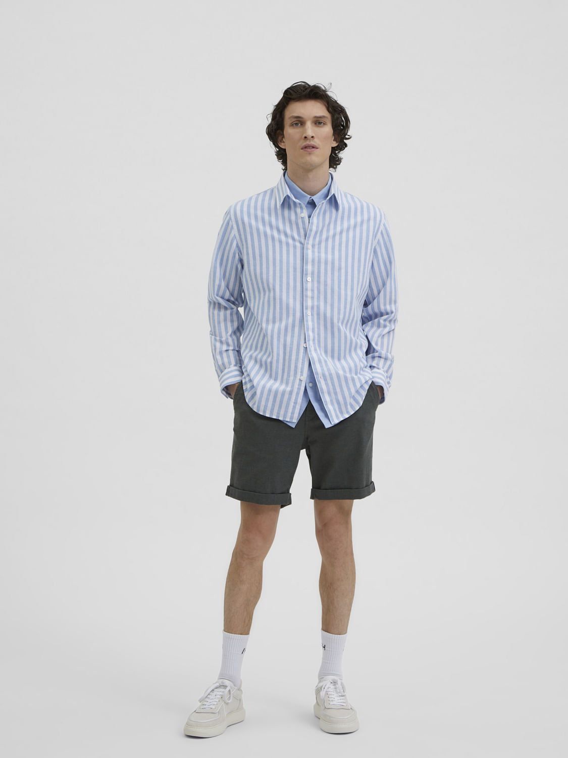 Blue Striped Full Sleeves Shirt