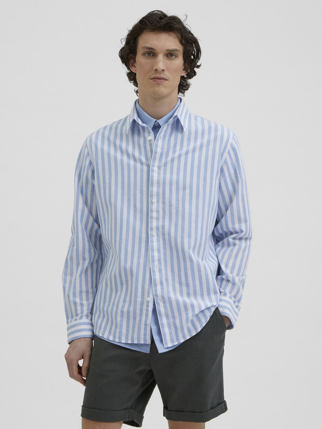 Blue Striped Full Sleeves Shirt