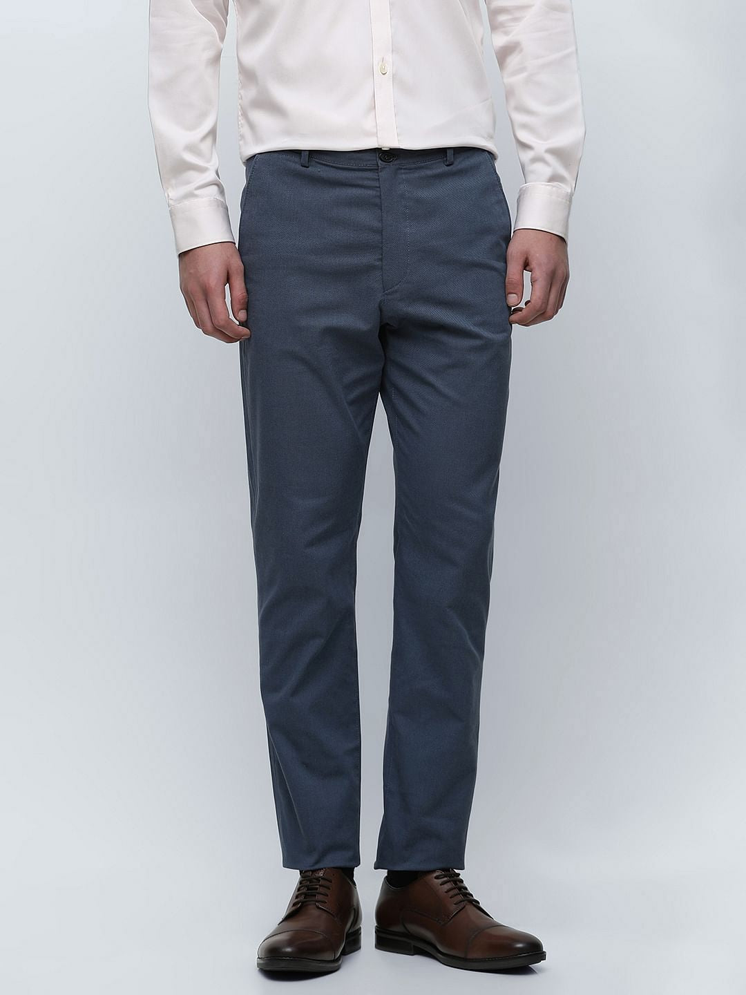 Blue Mid Rise Slim Fit Pants