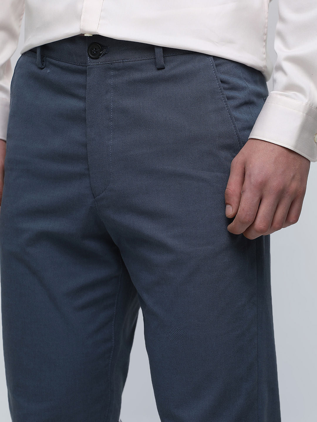 Blue Mid Rise Slim Fit Pants