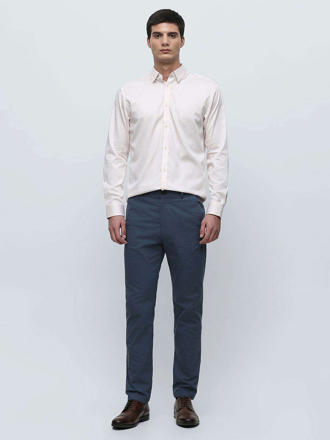 Blue Mid Rise Slim Fit Pants