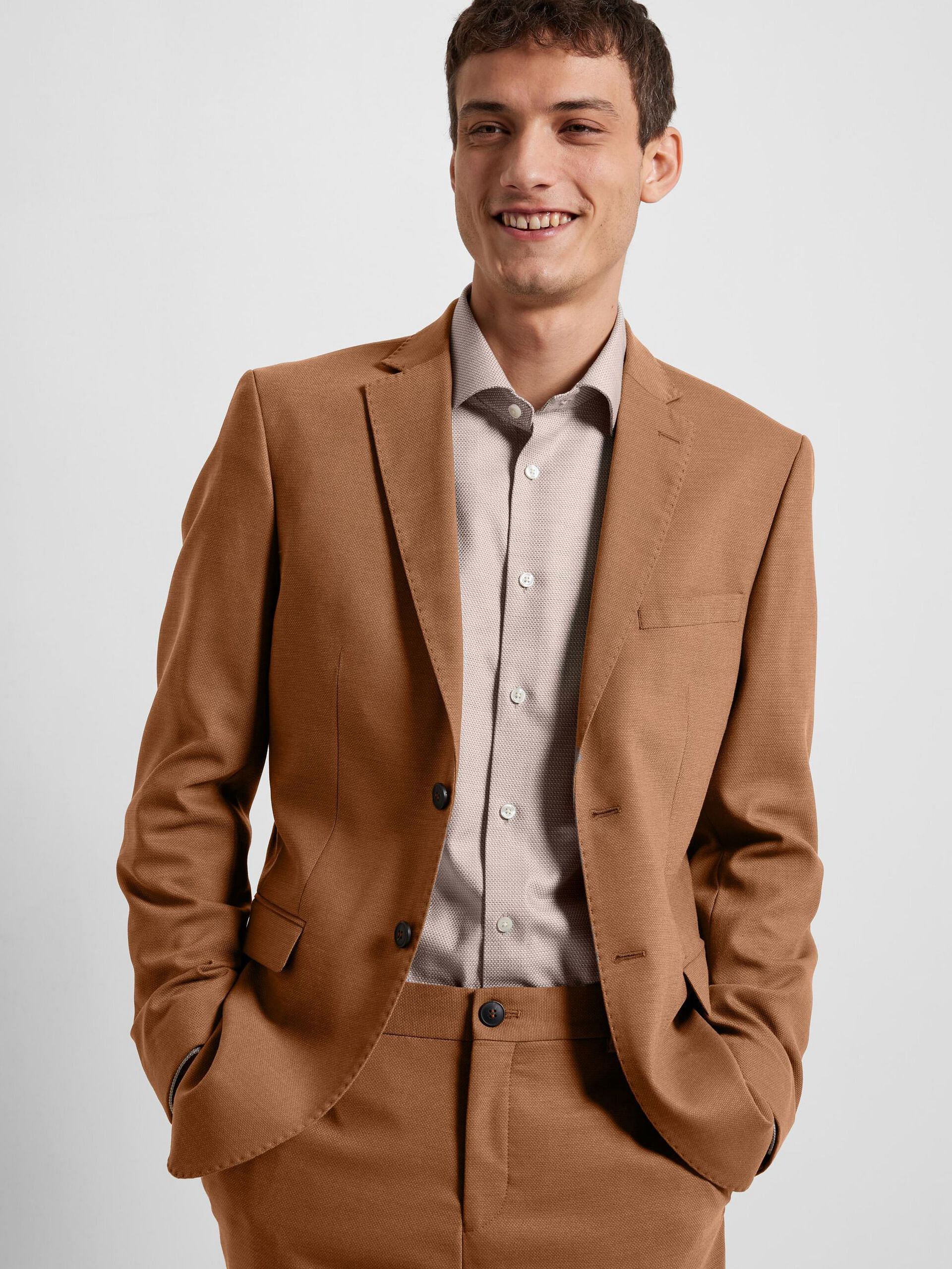 Brown Wrinkle Free Full Sleeves Shirt