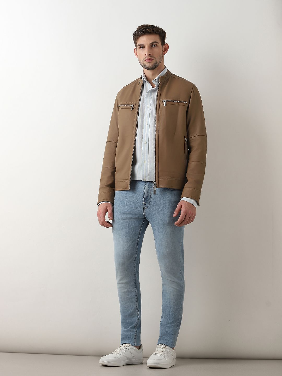 Blue Mid Rise Leon Slim Fit Jeans