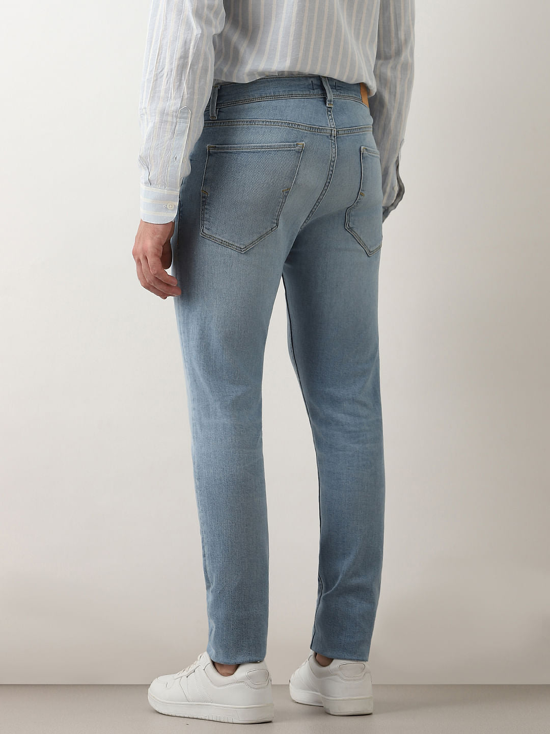 Blue Mid Rise Leon Slim Fit Jeans
