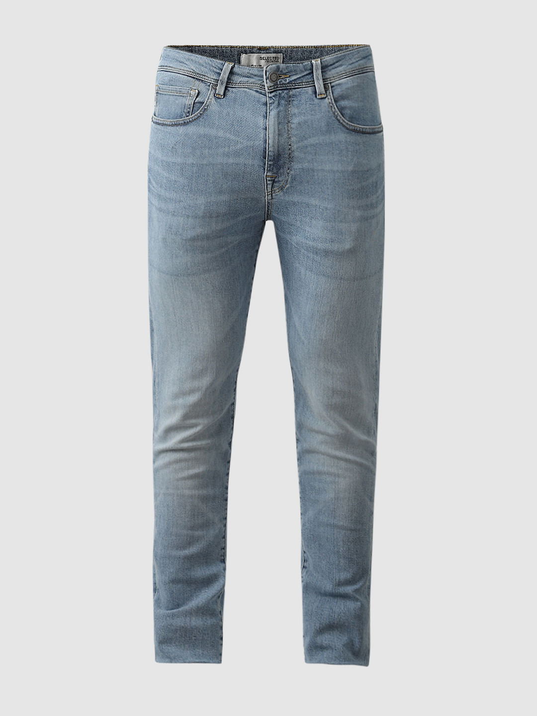 Blue Mid Rise Leon Slim Fit Jeans