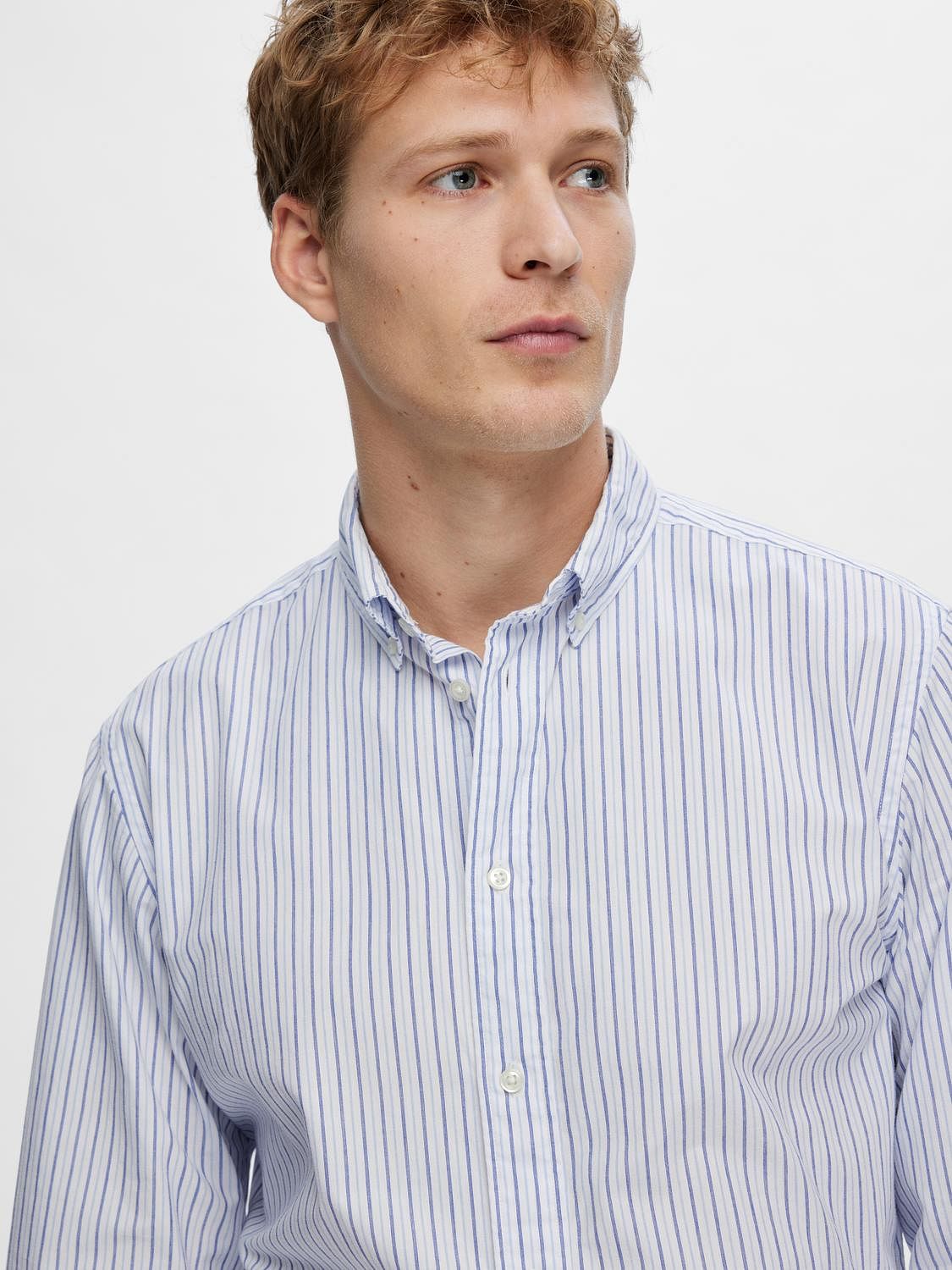 Light Blue Striped Poplin Shirt