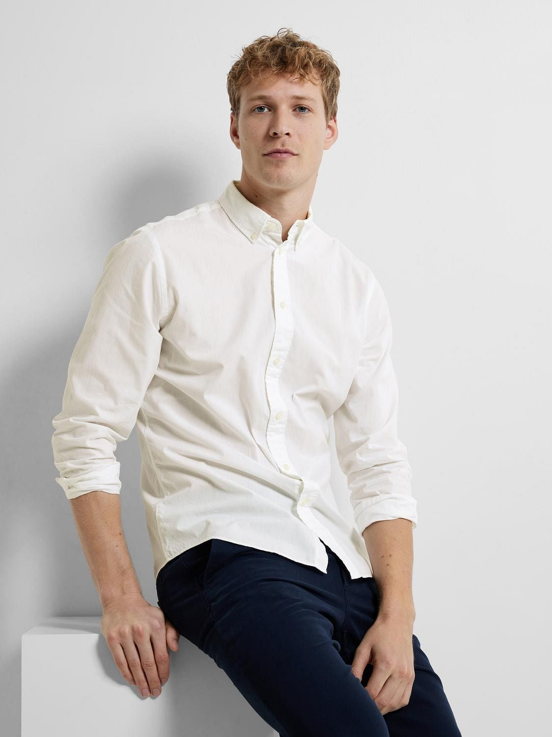 White Poplin Full Sleeves Shirt