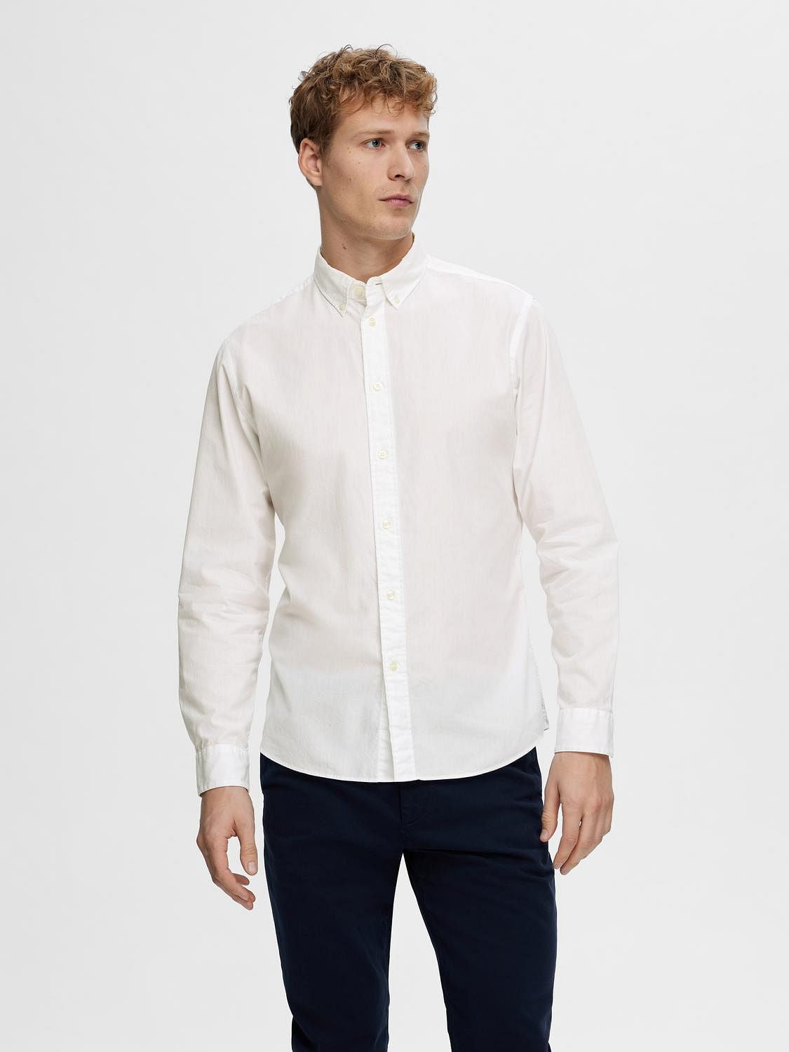 White Poplin Full Sleeves Shirt