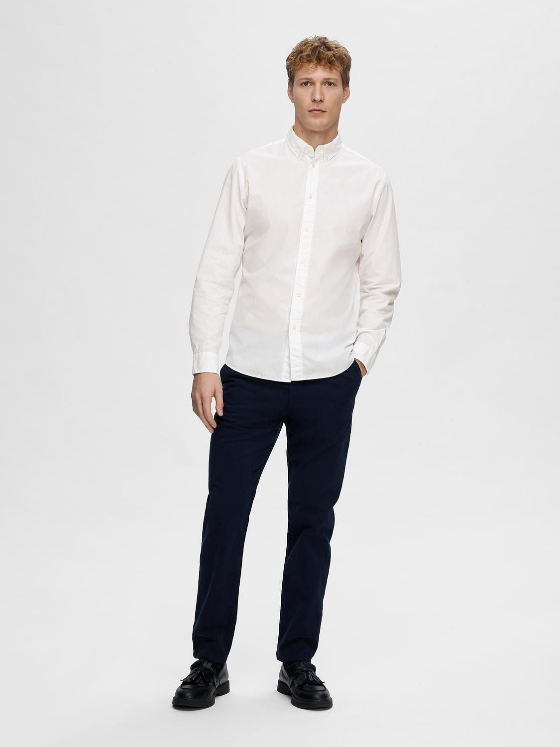 White Poplin Full Sleeves Shirt