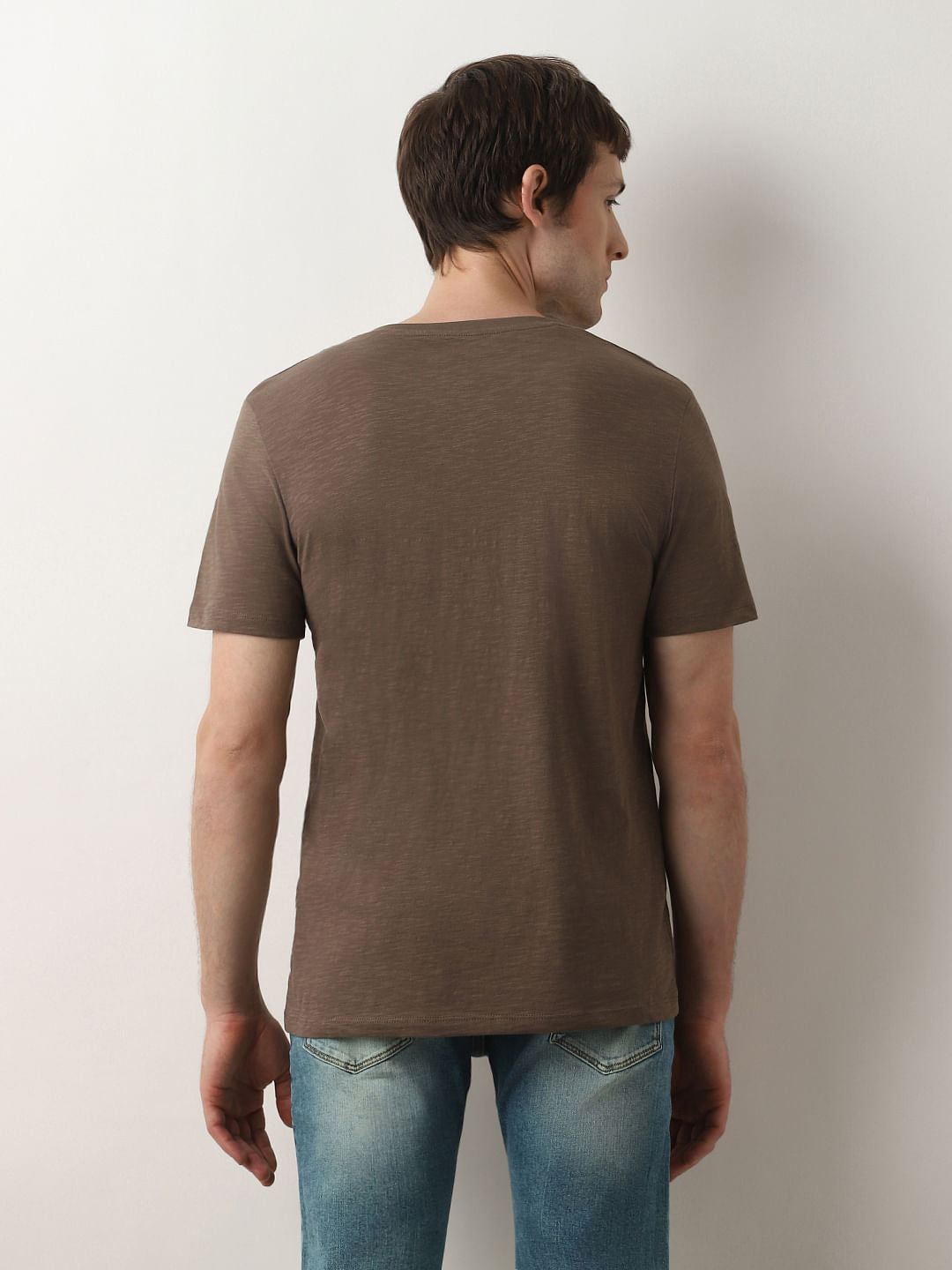 Dark Brown Organic Cotton Crew Neck T-shirt