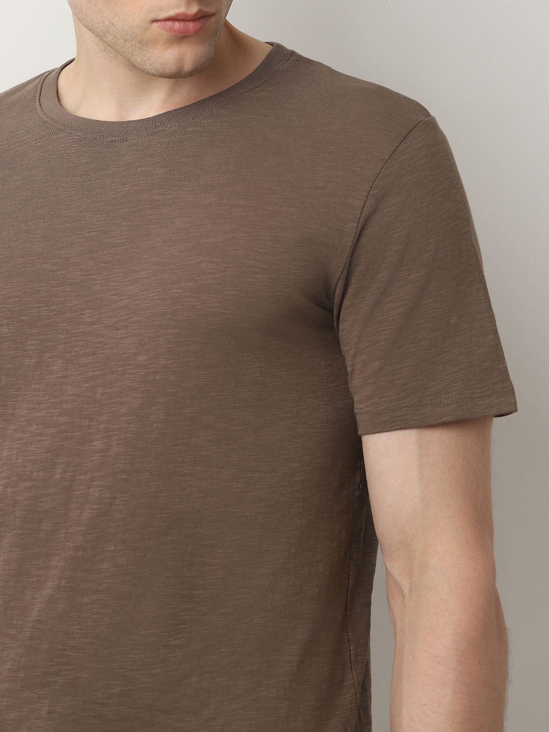 Dark Brown Organic Cotton Crew Neck T-shirt