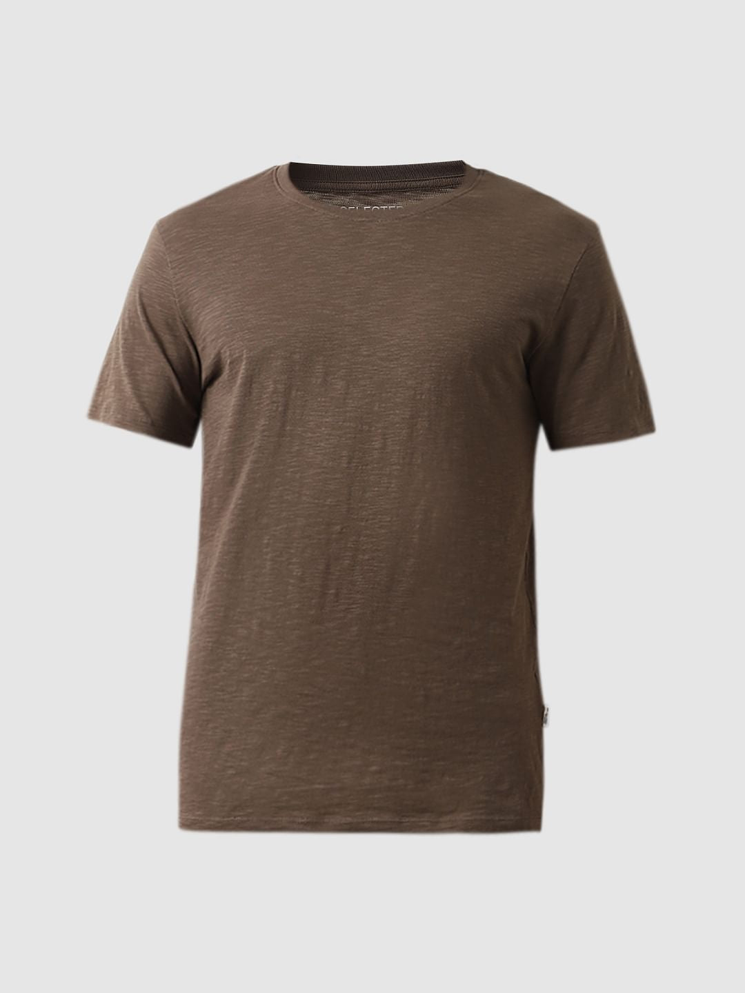 Dark Brown Organic Cotton Crew Neck T-shirt