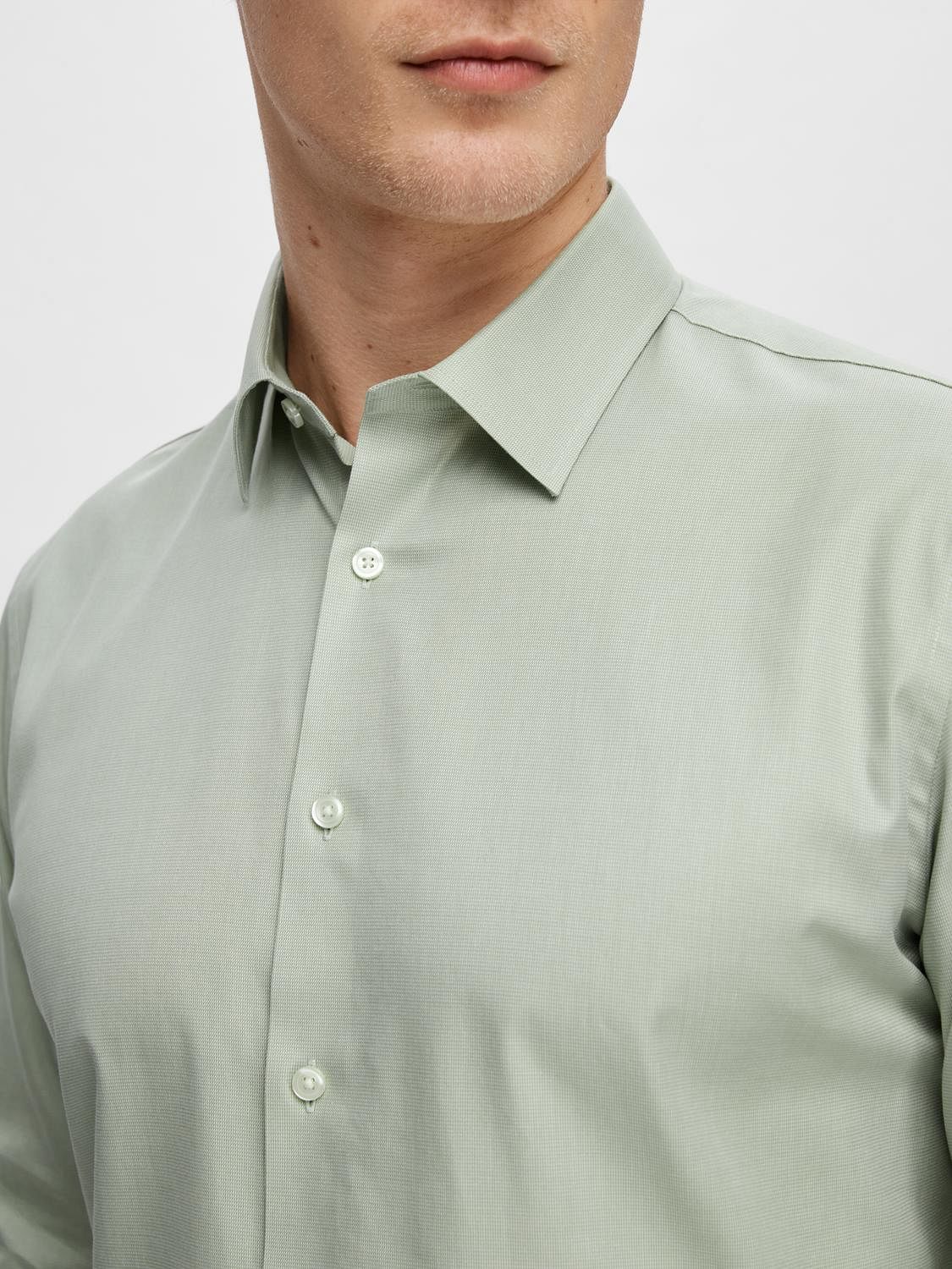 Green Cotton Slim Full Sleeves Shirt