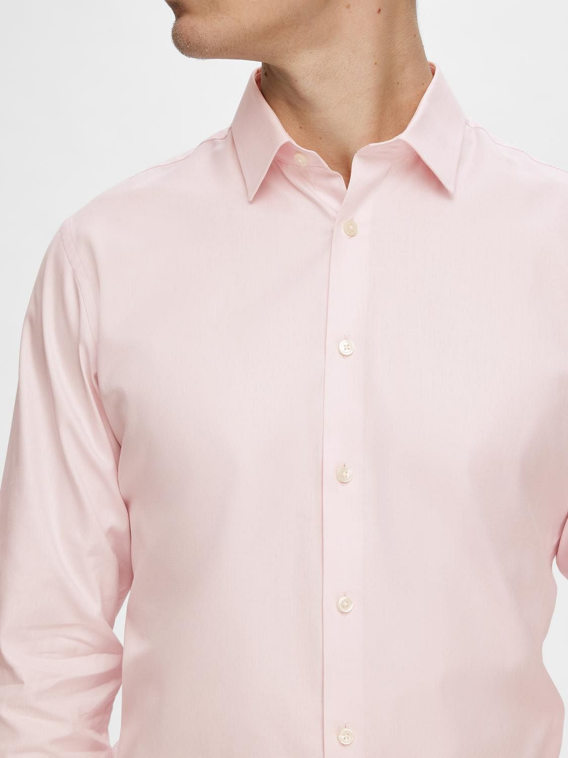 Pink Cotton Slim Full Sleeves Shirt