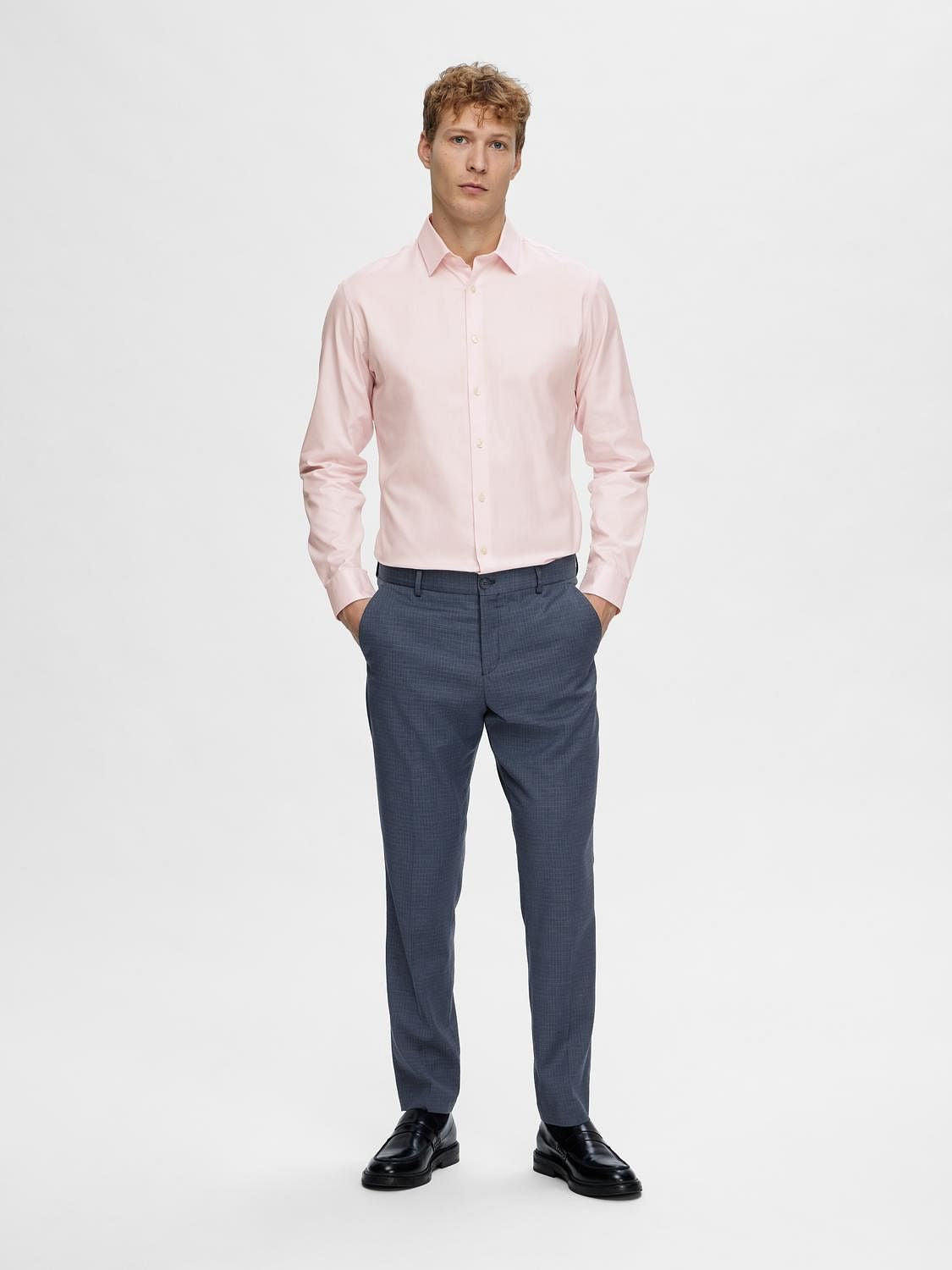 Pink Cotton Slim Full Sleeves Shirt