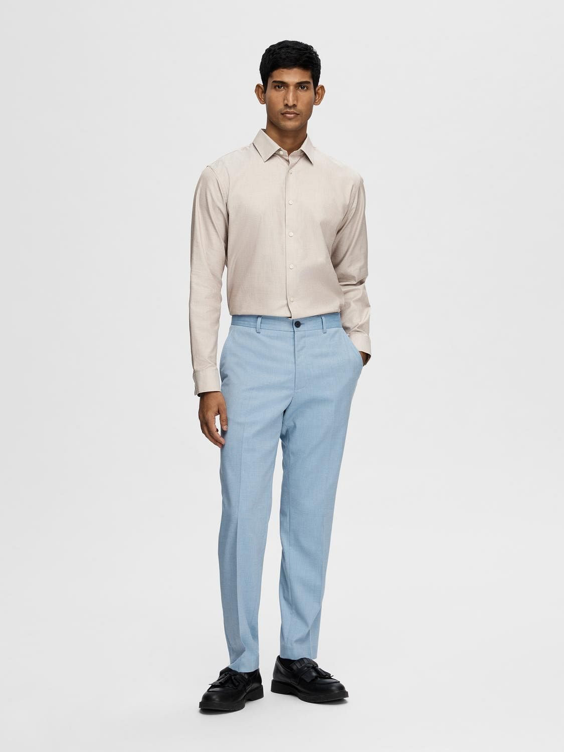 Brown Cotton Slim Full Sleeves Shirt