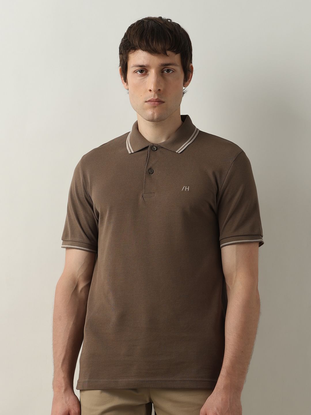 Dark Brown Organic Cotton Polo T-shirt