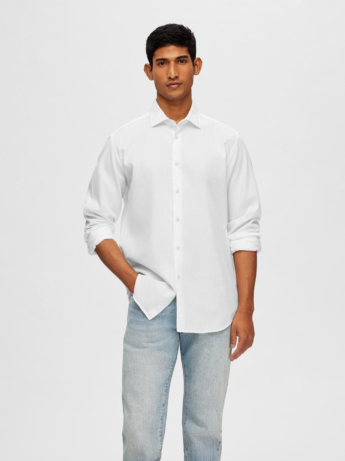 White Cotton Full Sleeves Shirt