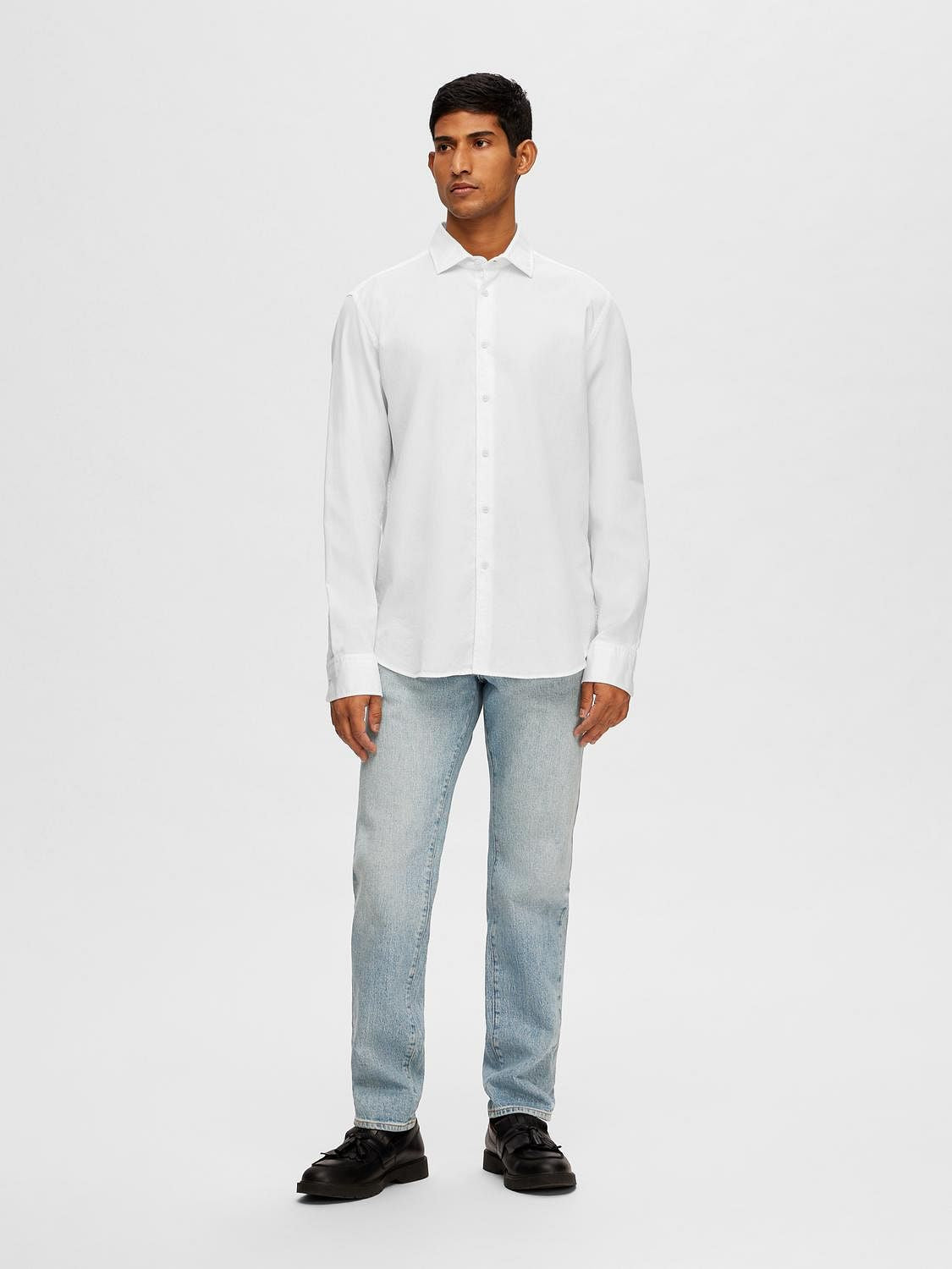 White Cotton Full Sleeves Shirt