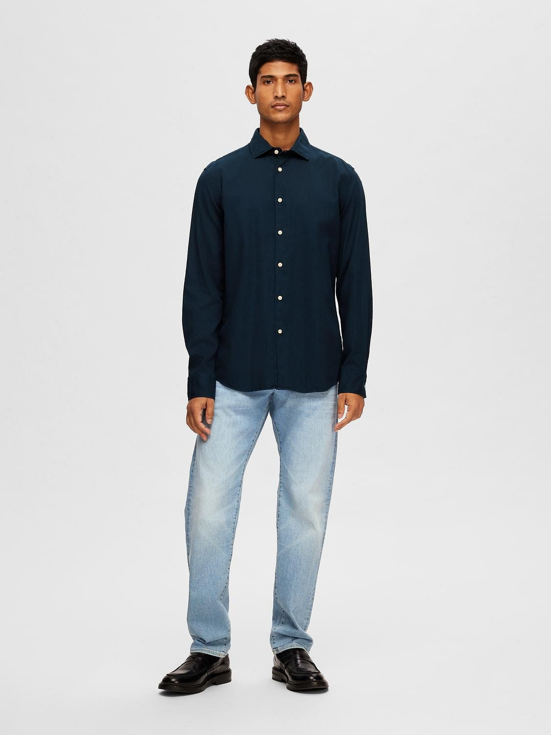 Dark Blue Cotton Full Sleeves Shirt