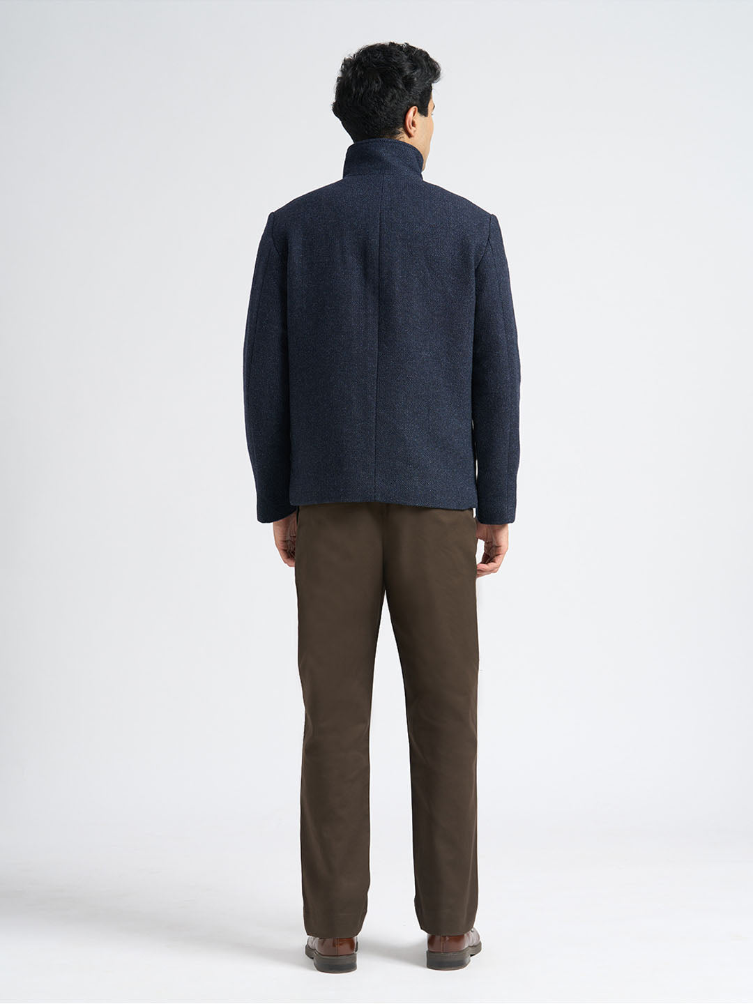 Dark Blue Wool Blend Jacket