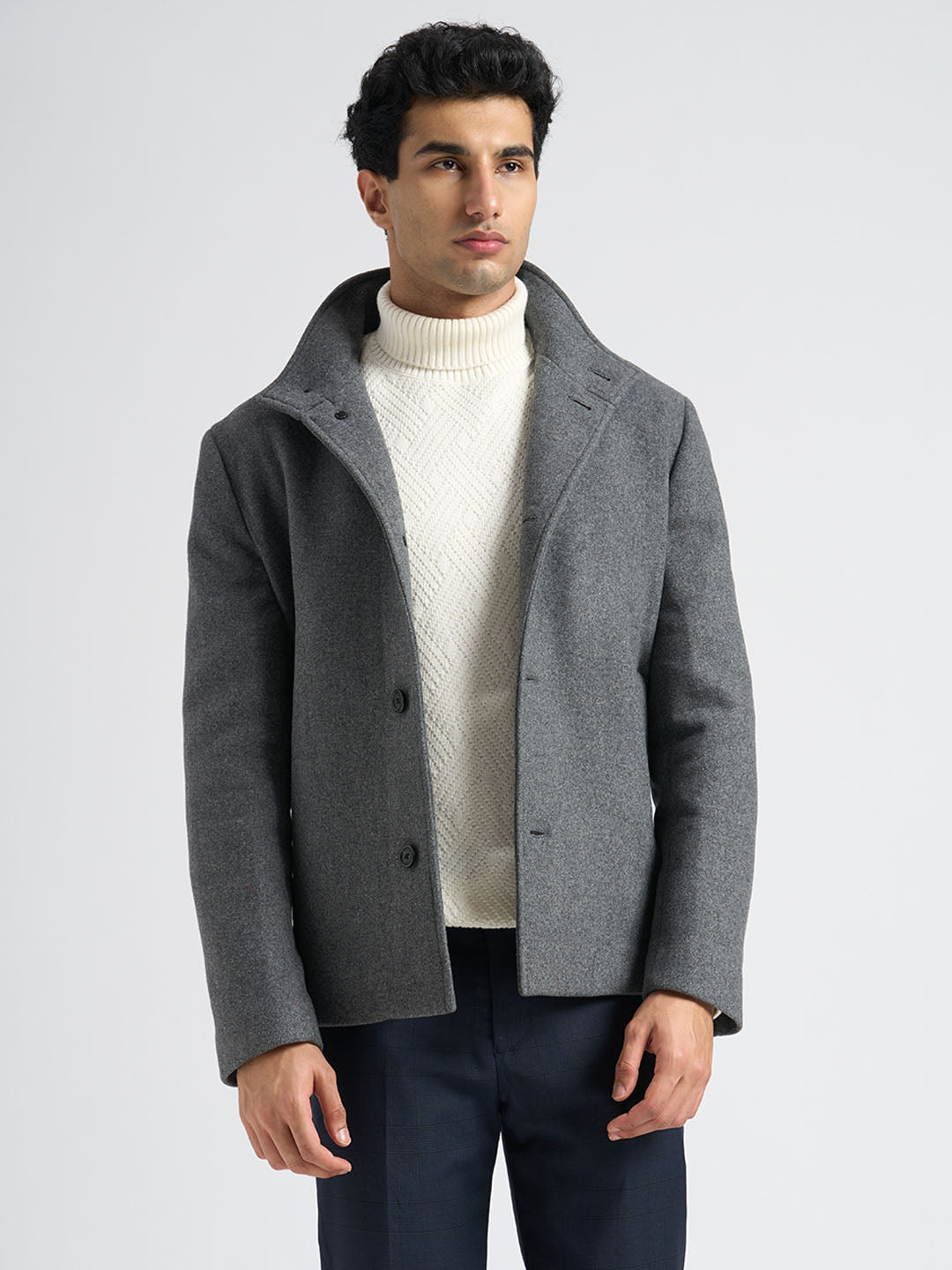 Grey Wool Blend Jacket