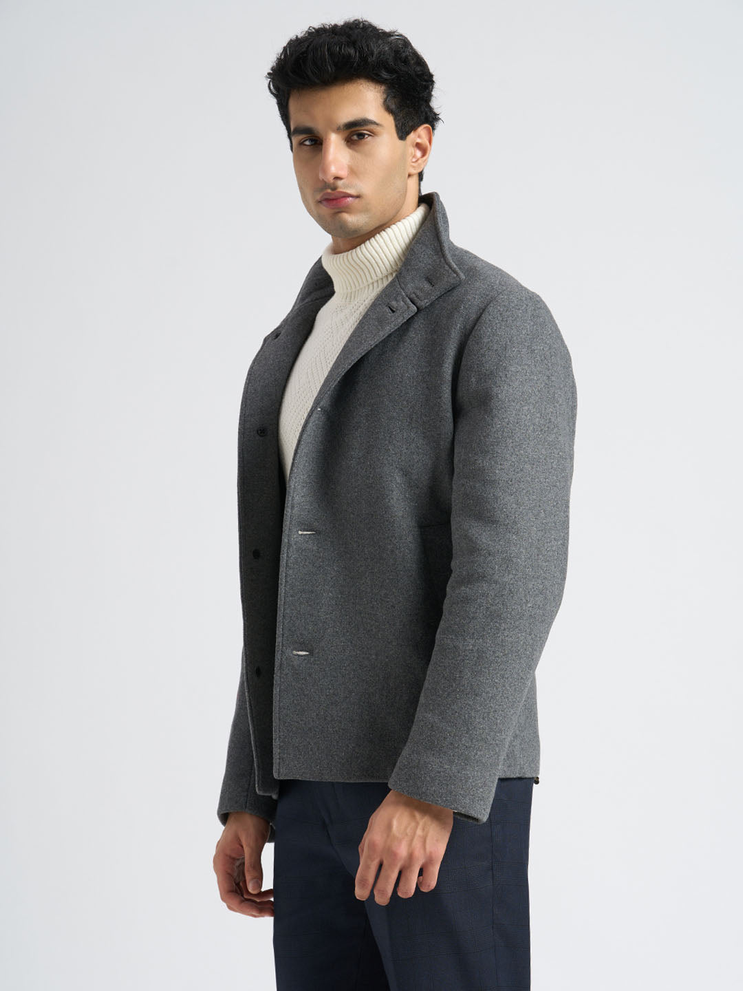 Grey Wool Blend Jacket