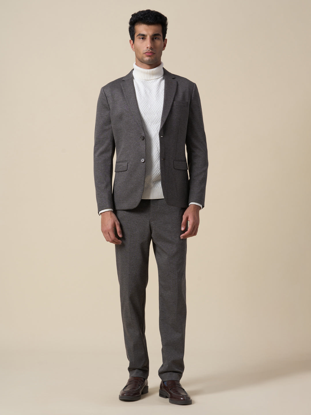 Suit-Set Tailored Jersey Blazer