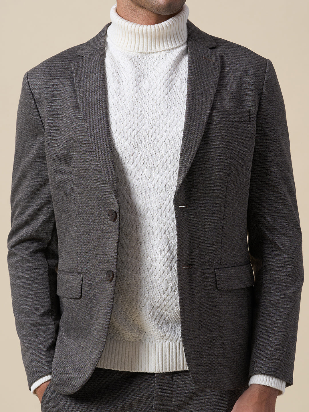 Suit-Set Tailored Jersey Blazer