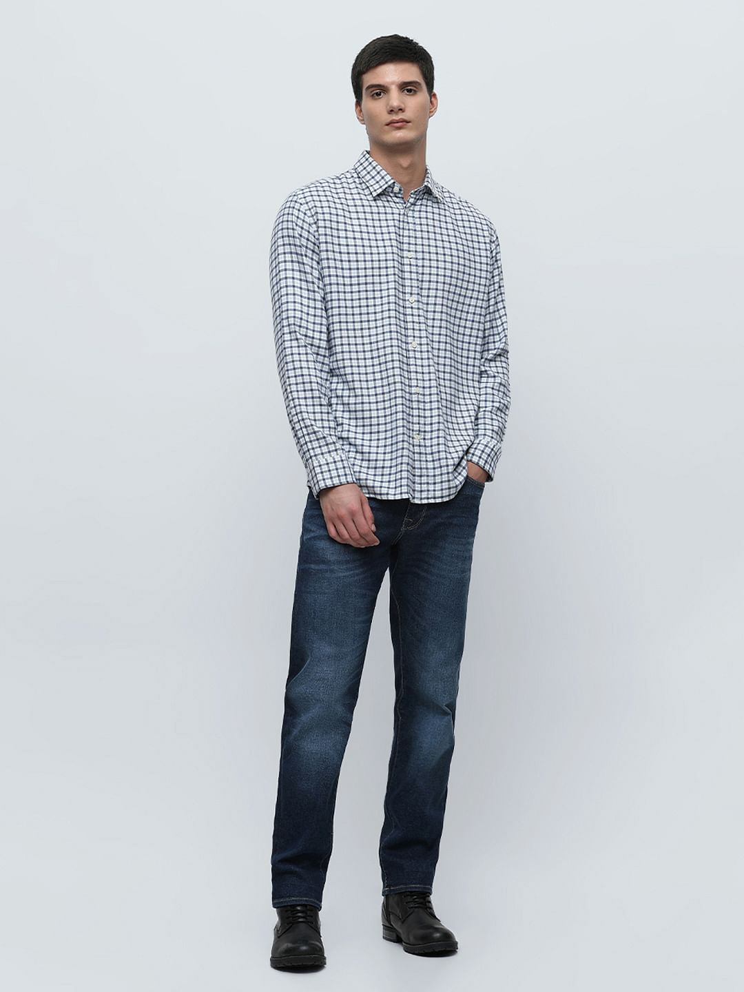 Blue Check Full Sleeves Shirt