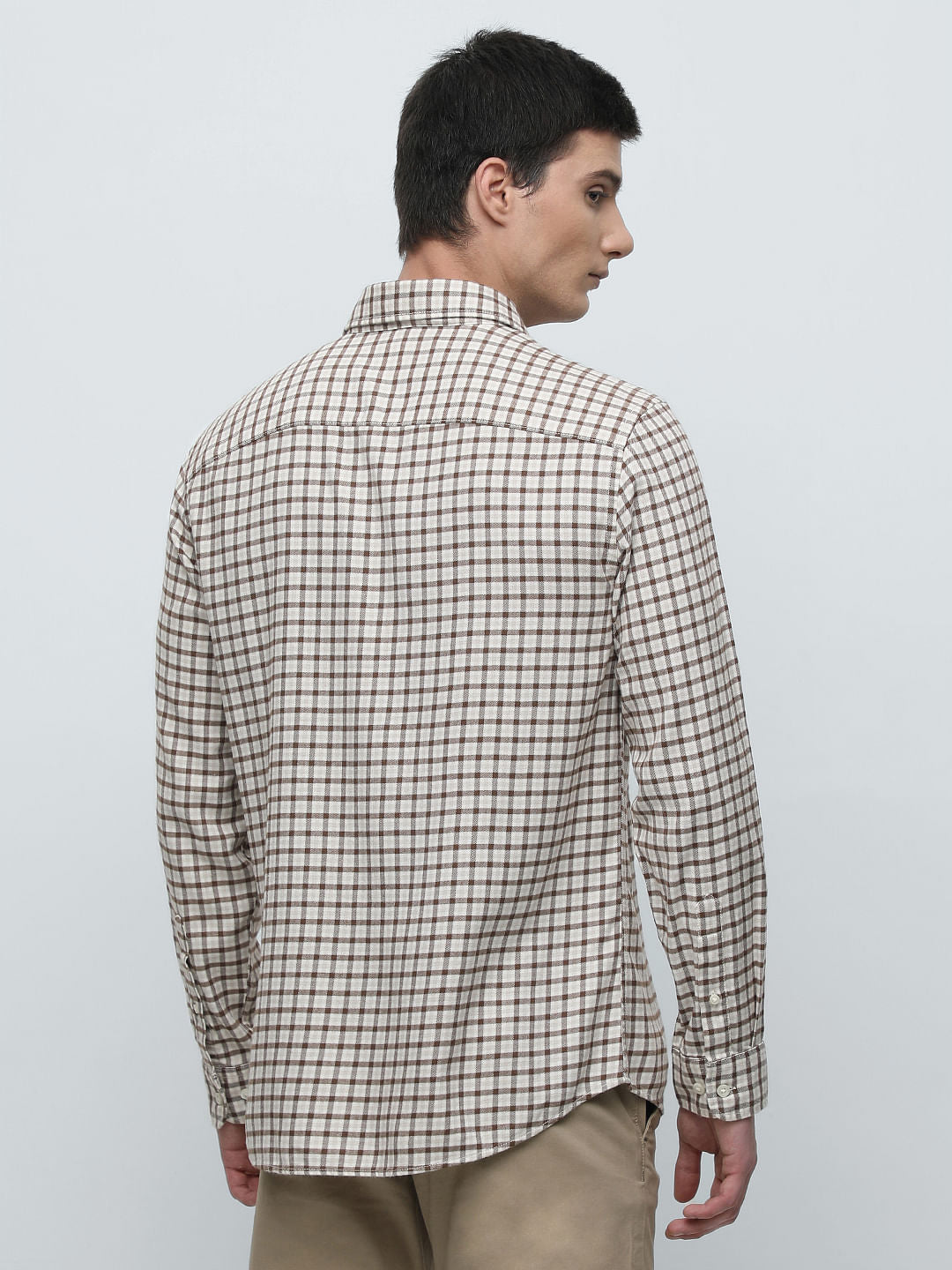 Brown Check Full Sleeves Shirt
