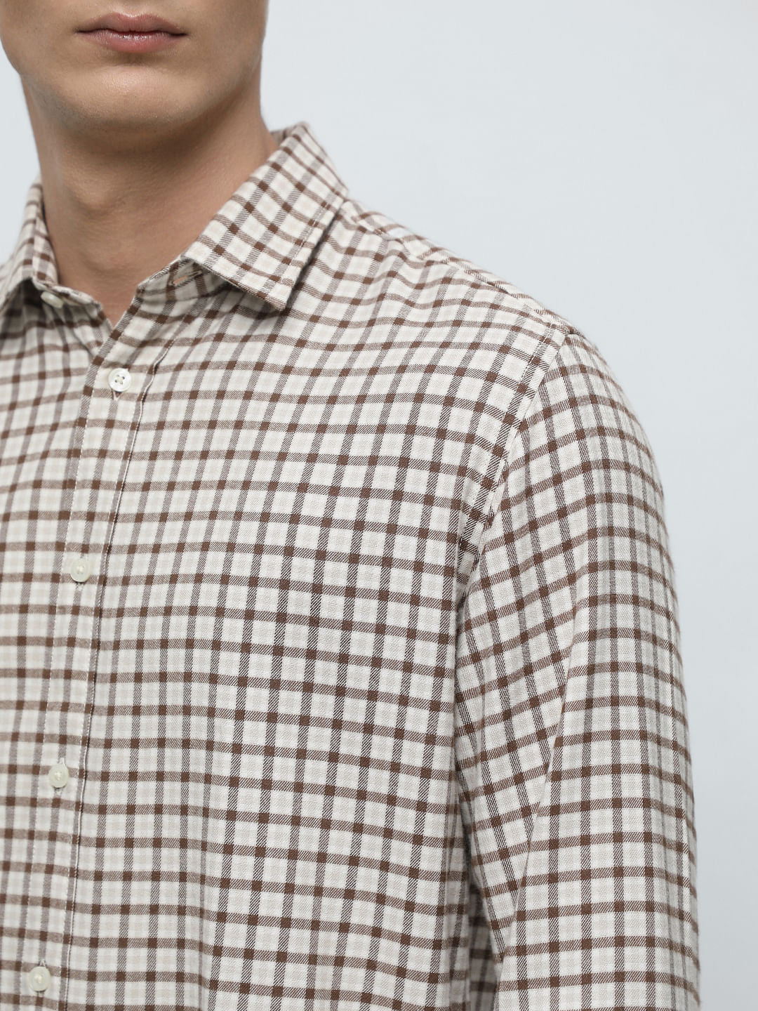 Brown Check Full Sleeves Shirt