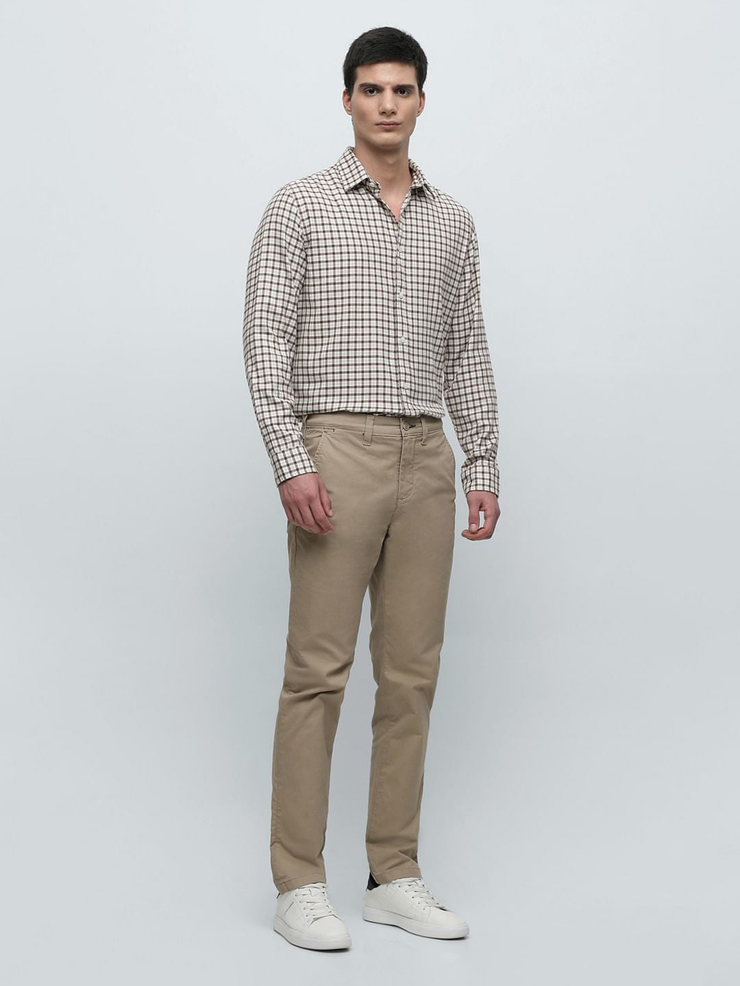 Brown Check Full Sleeves Shirt