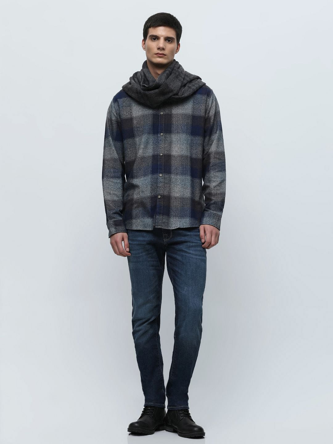 Blue Flannel Check Full Sleeves Shirt