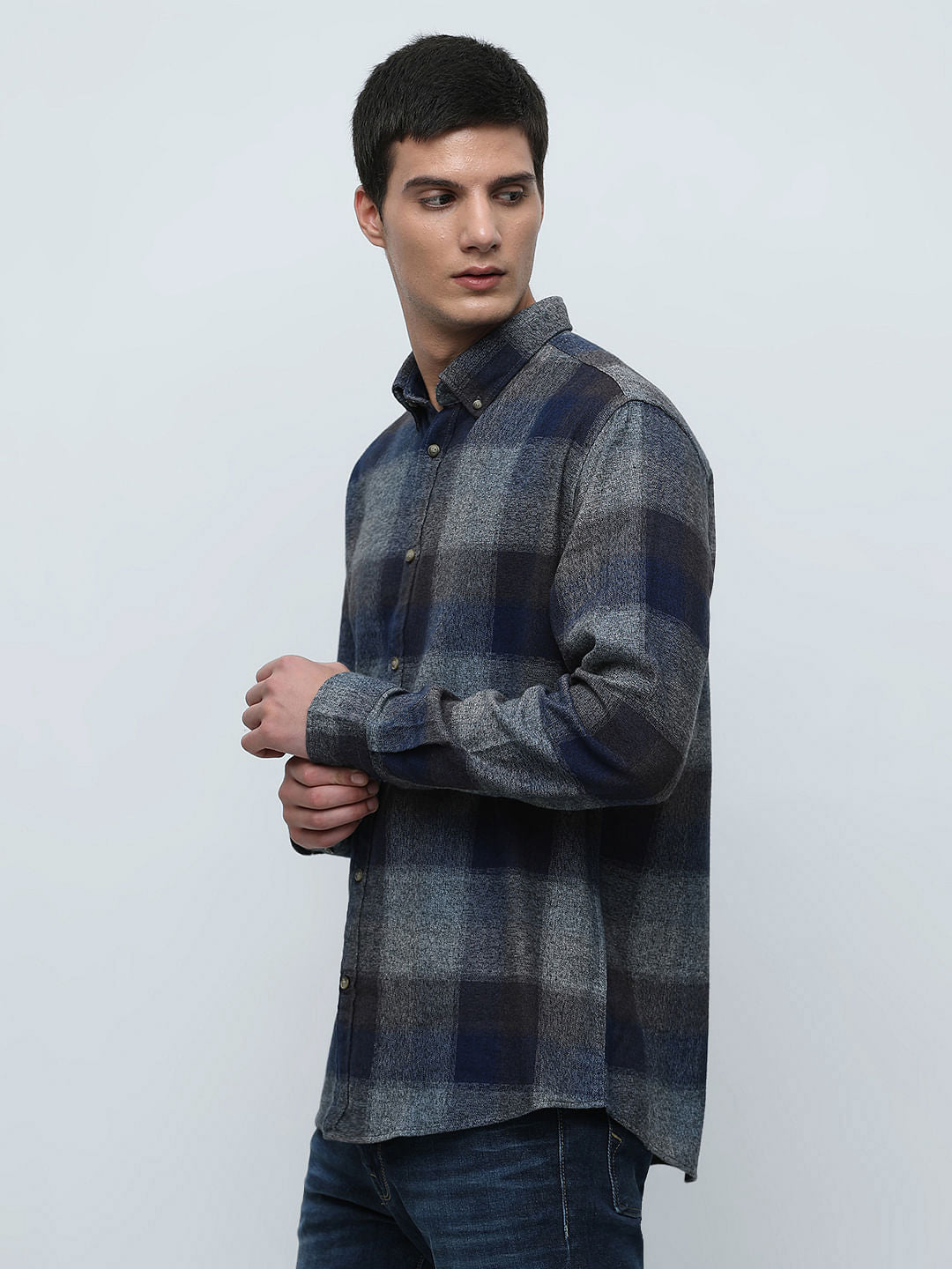 Blue Flannel Check Full Sleeves Shirt