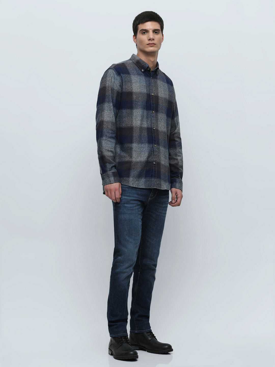 Blue Flannel Check Full Sleeves Shirt