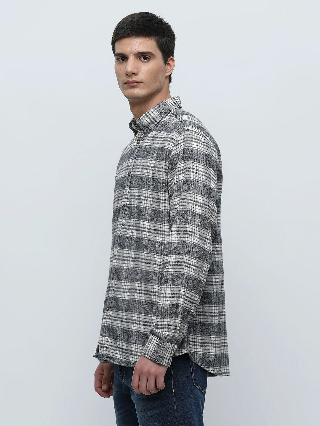 Grey Flannel Check Full Sleeves Shirt
