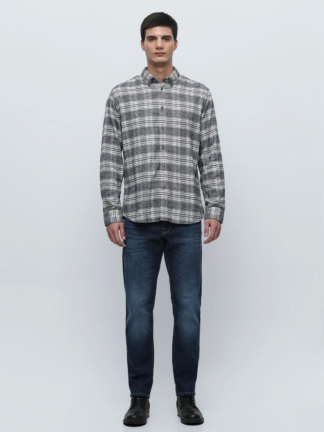 Grey Flannel Check Full Sleeves Shirt