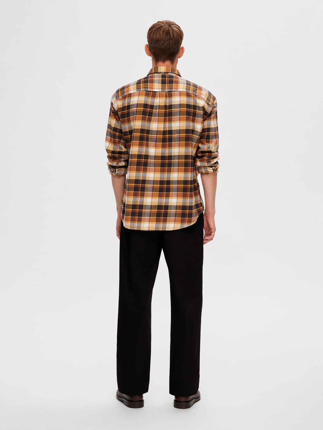 Yellow Check Print Full Sleeves Shirt