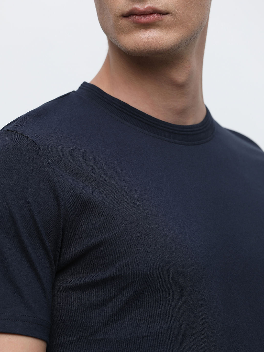 Blue Organic Cotton Solid T-shirt