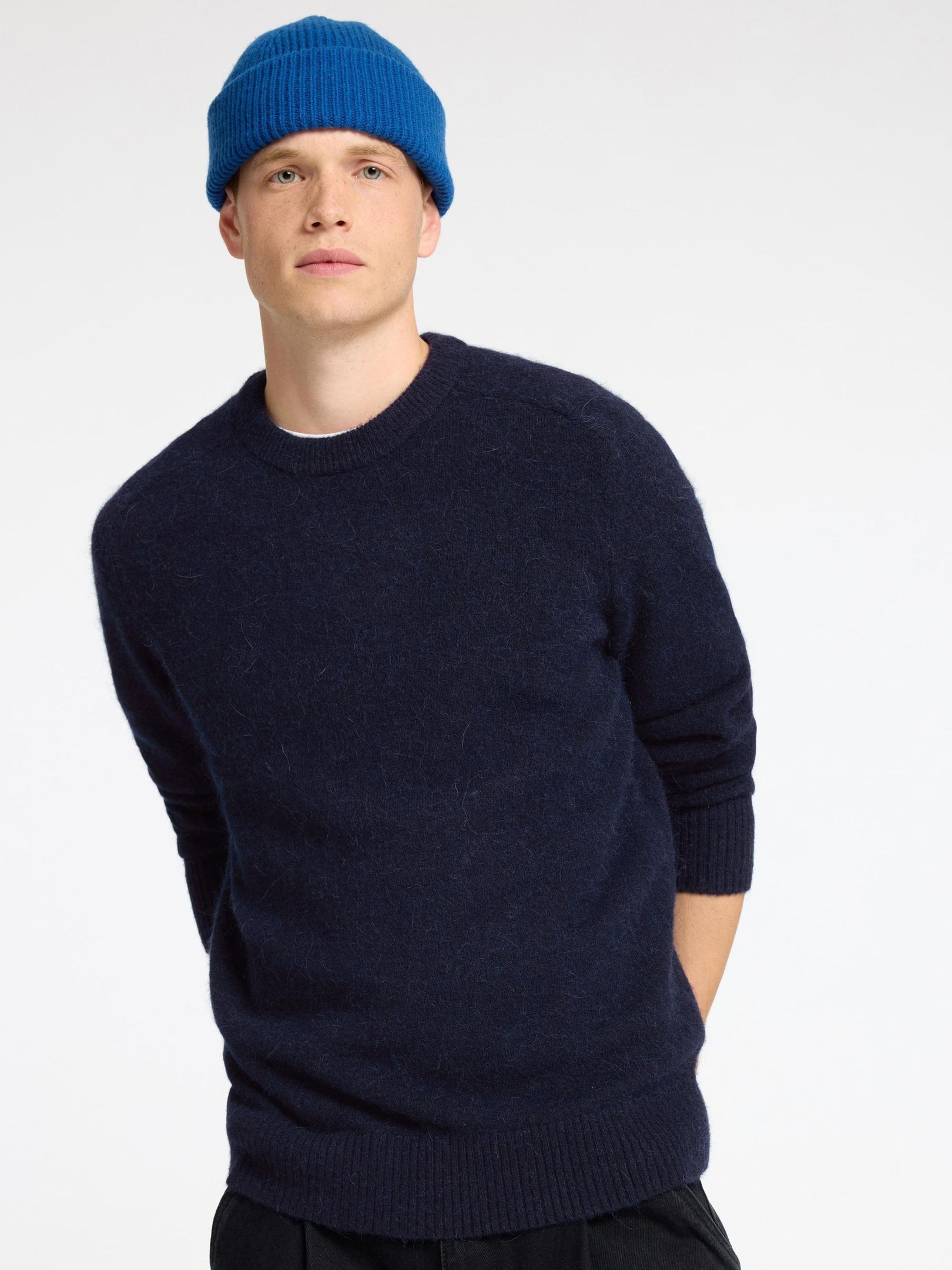 O-Neck Knitted Pullover - Blue
