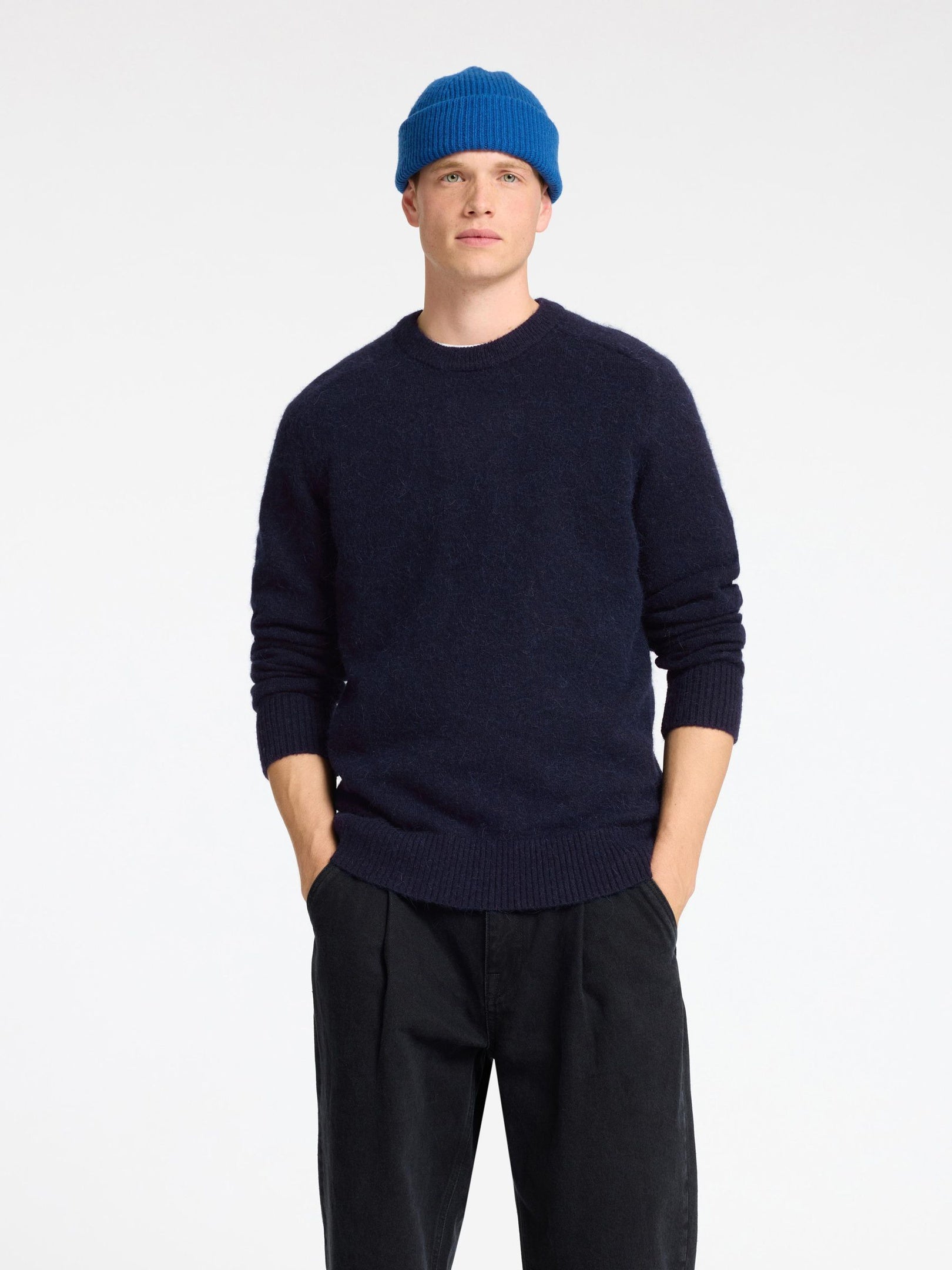 O-Neck Knitted Pullover - Blue