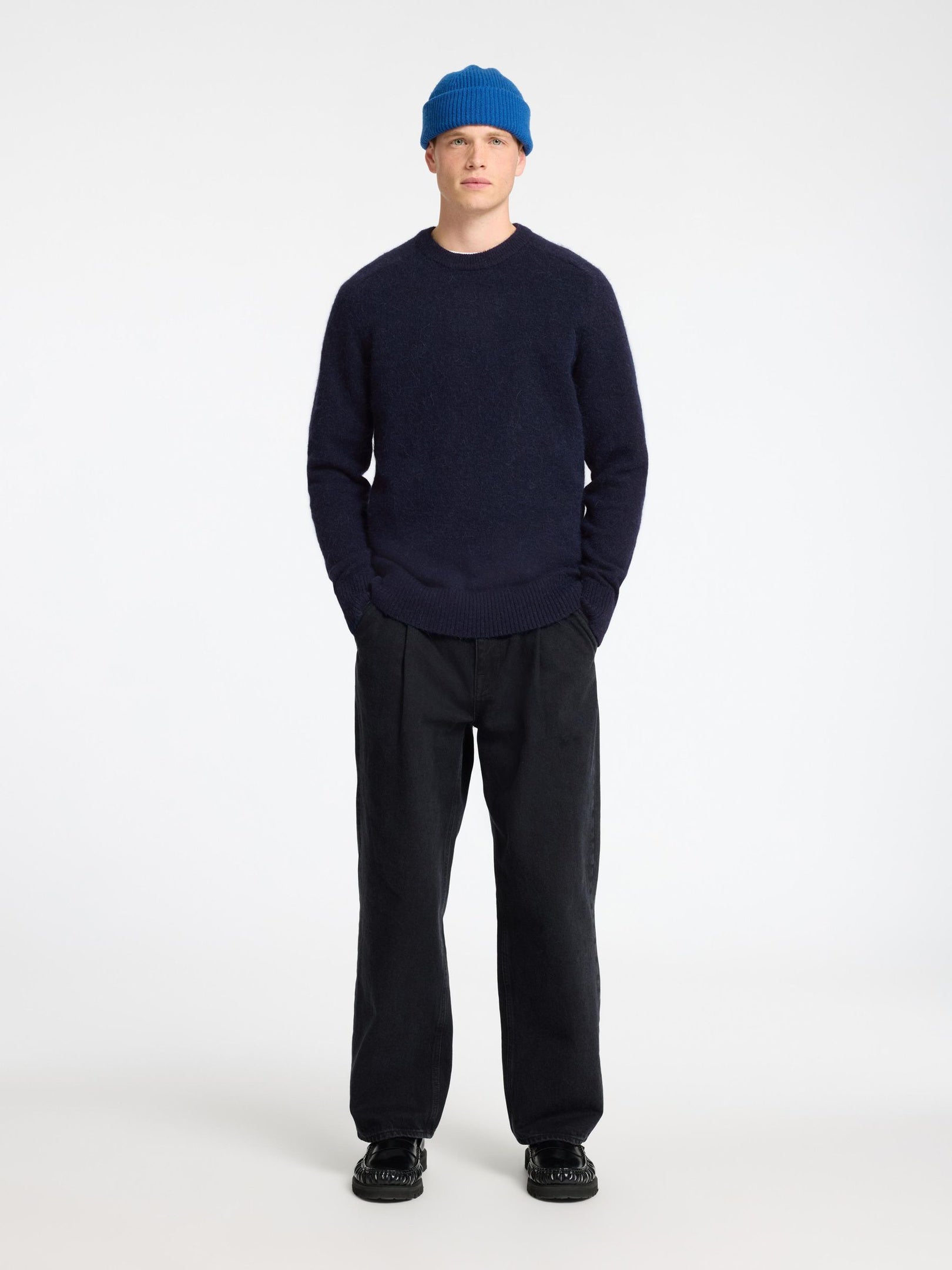 O-Neck Knitted Pullover - Blue