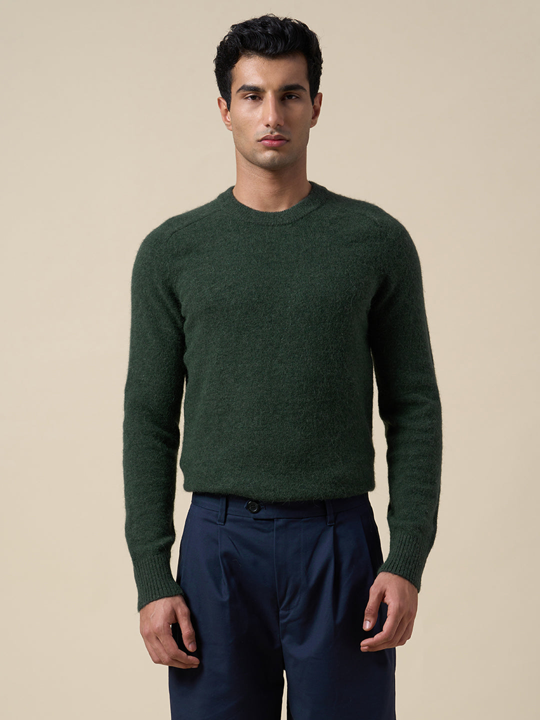 O-Neck Knitted Pullover - Green