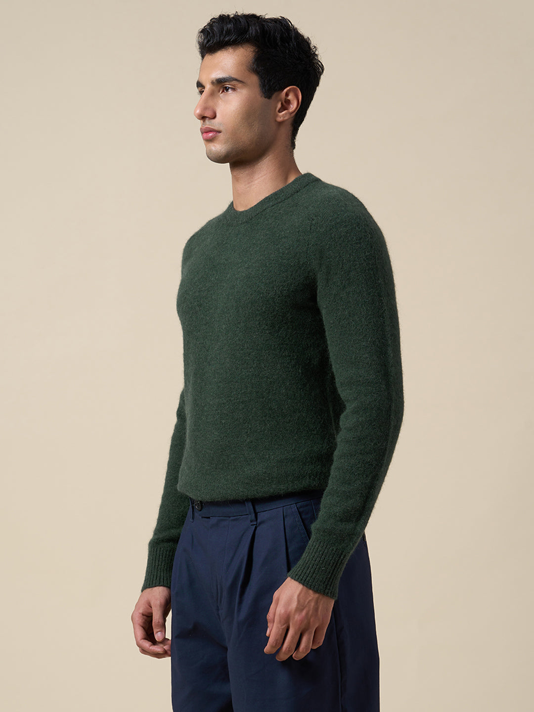 O-Neck Knitted Pullover - Green