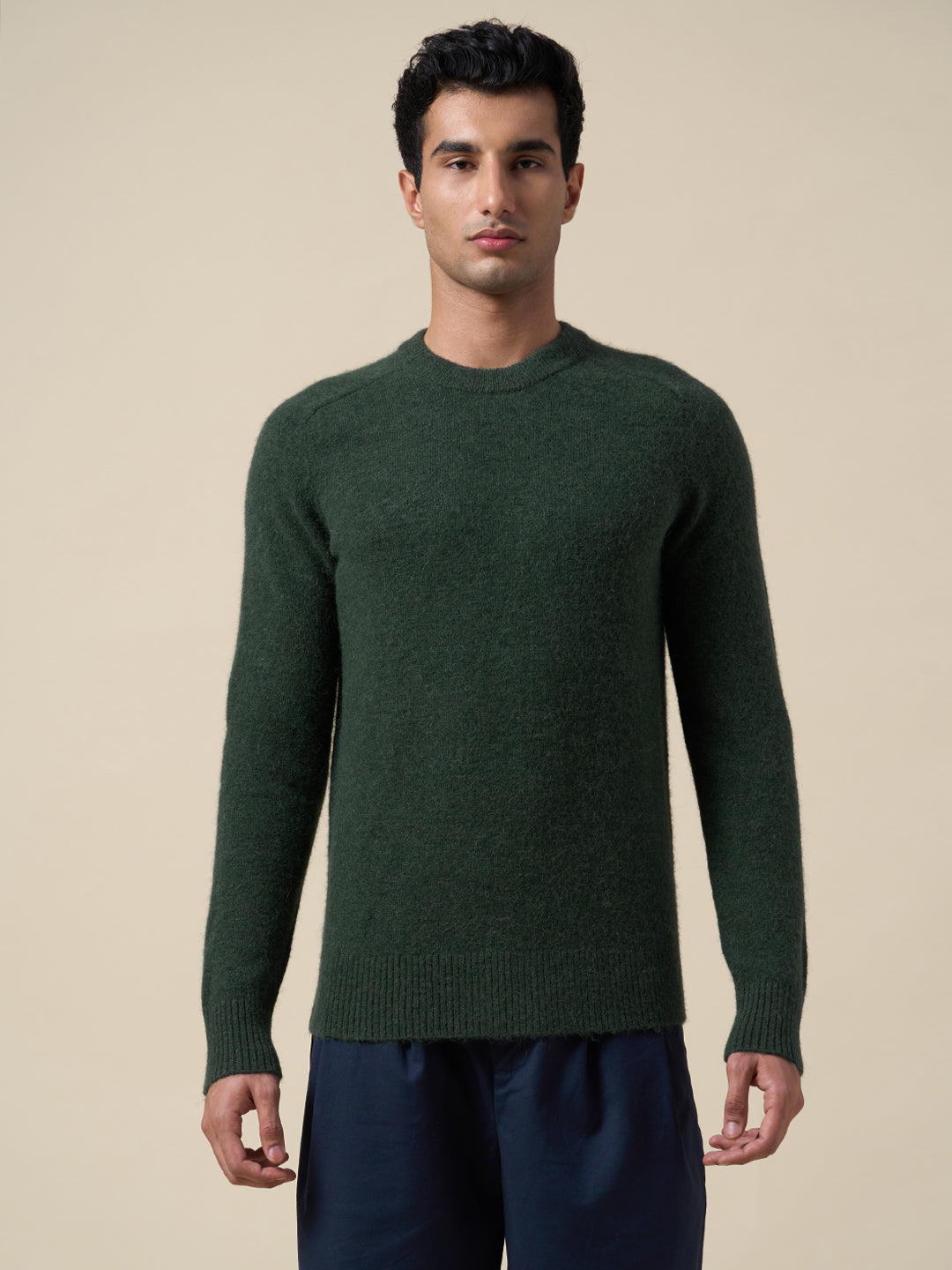 O-Neck Knitted Pullover - Green