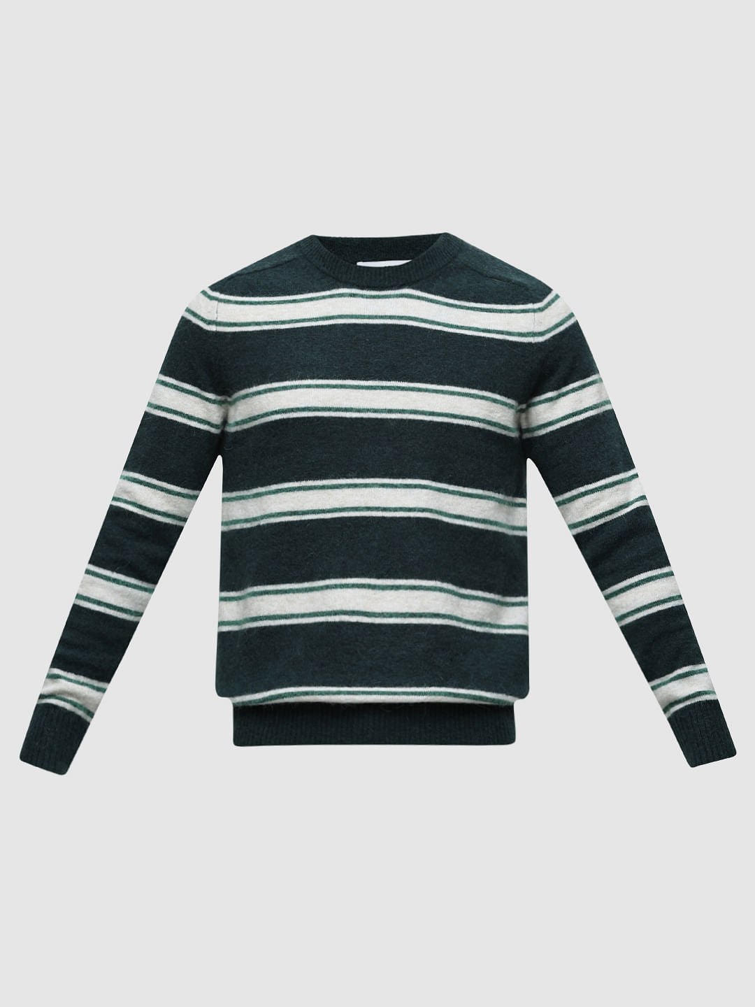 Dark Green Striped Pullover