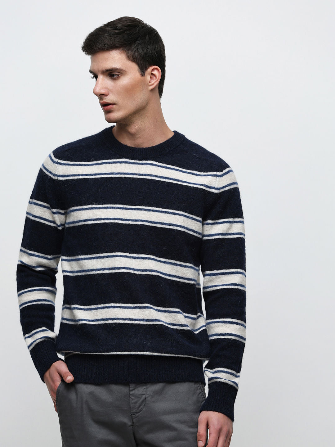 Dark Blue Striped Pullover
